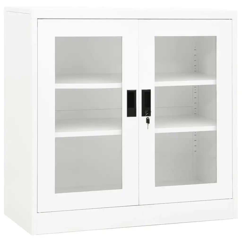 Office Cabinet White 90x40x90 cm Steel 335930