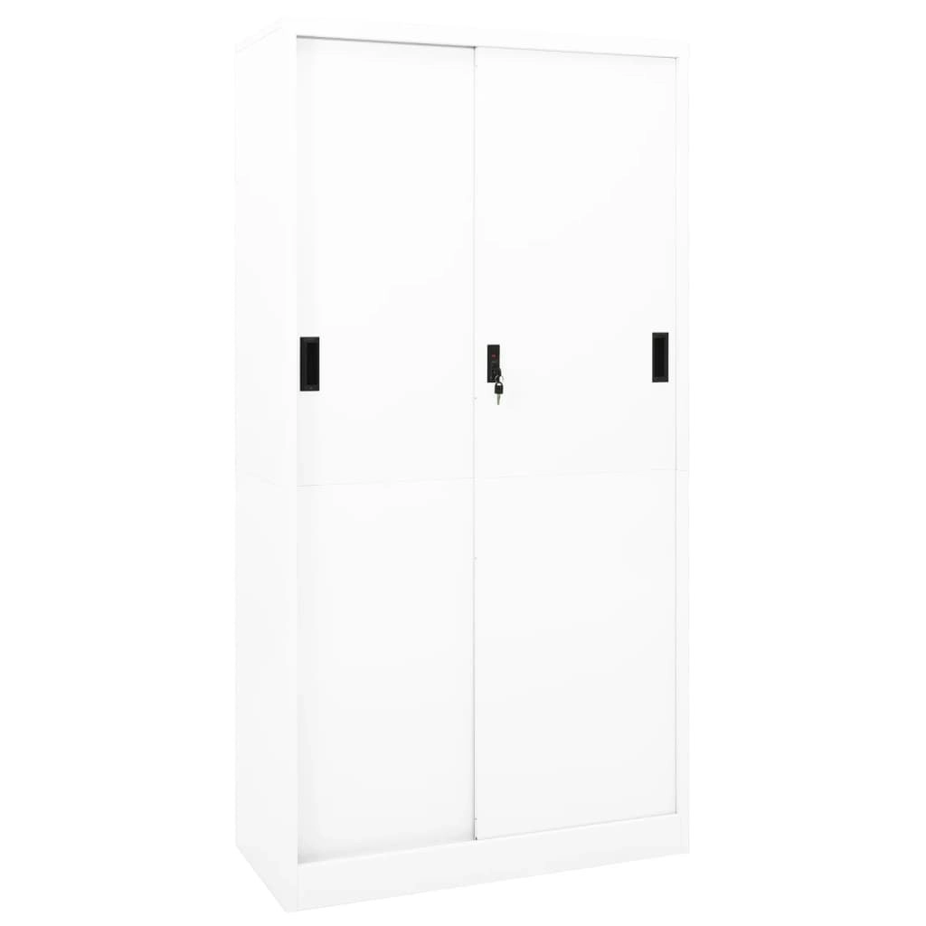 Office Cabinet with Sliding Door White 90x40x180 cm Steel 335958