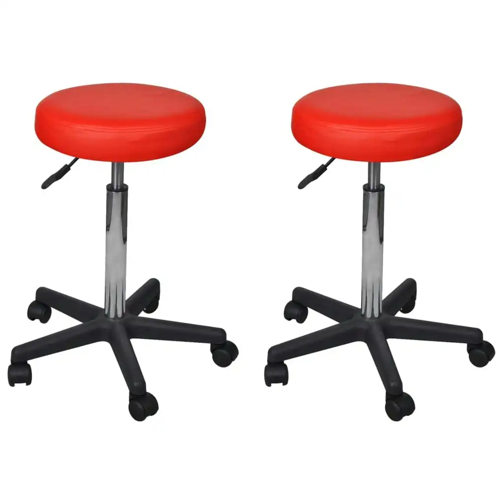 Office Stools 2 pcs Red 35.5x84 cm Faux Leather 277177