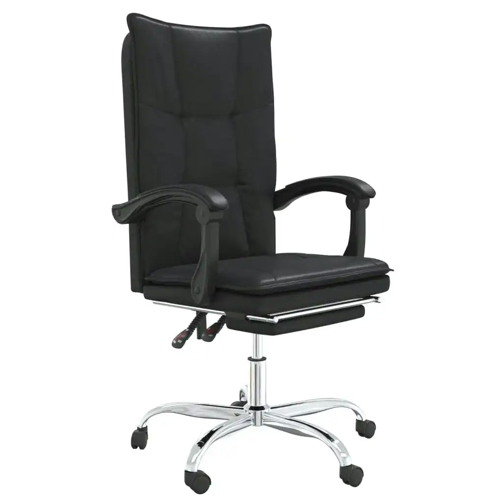 Reclining Office Chair Black Faux Leather 349753