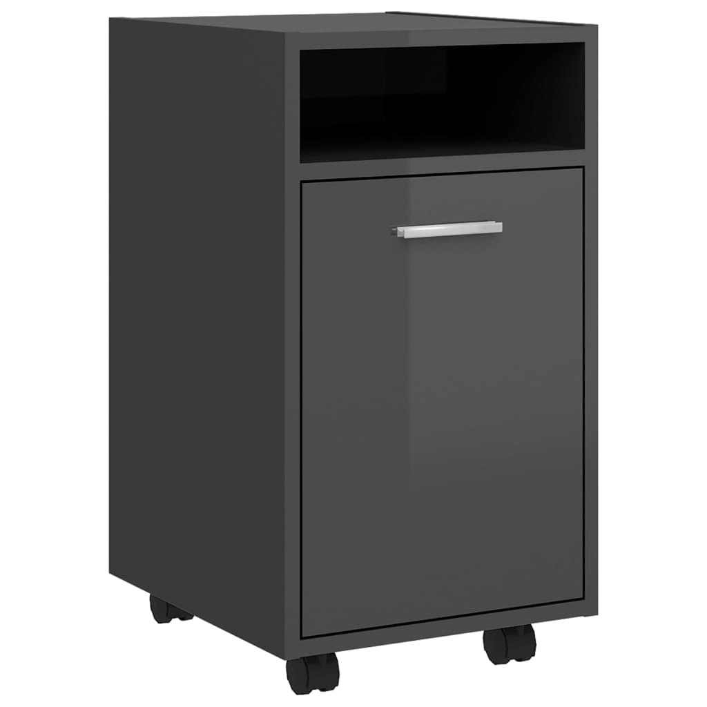 Side Cabinet with Wheels High Gloss Grey 33x38x60 cm Engineered Wood 803055