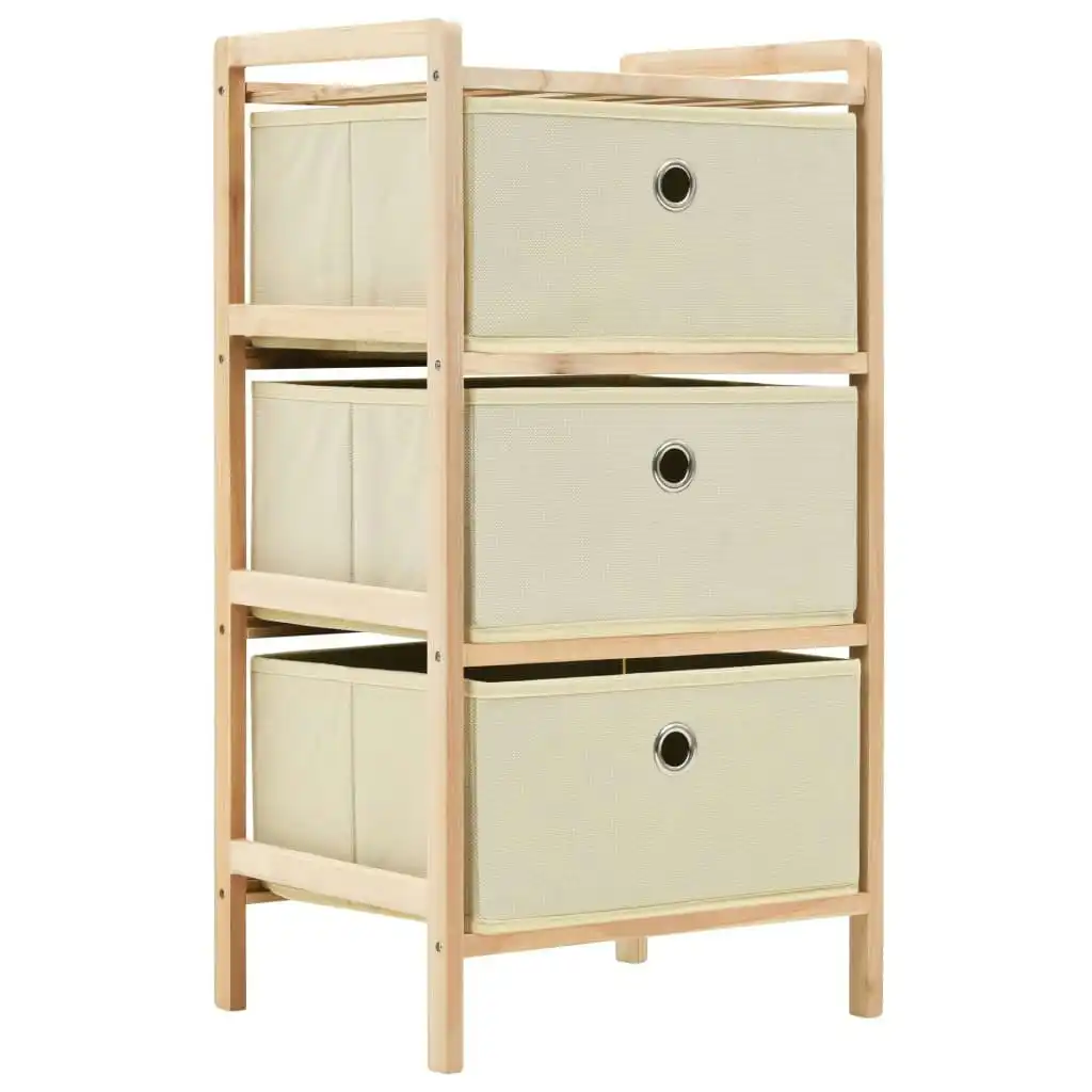 Storage Rack with 3 Fabric Baskets Cedar Wood Beige 246433