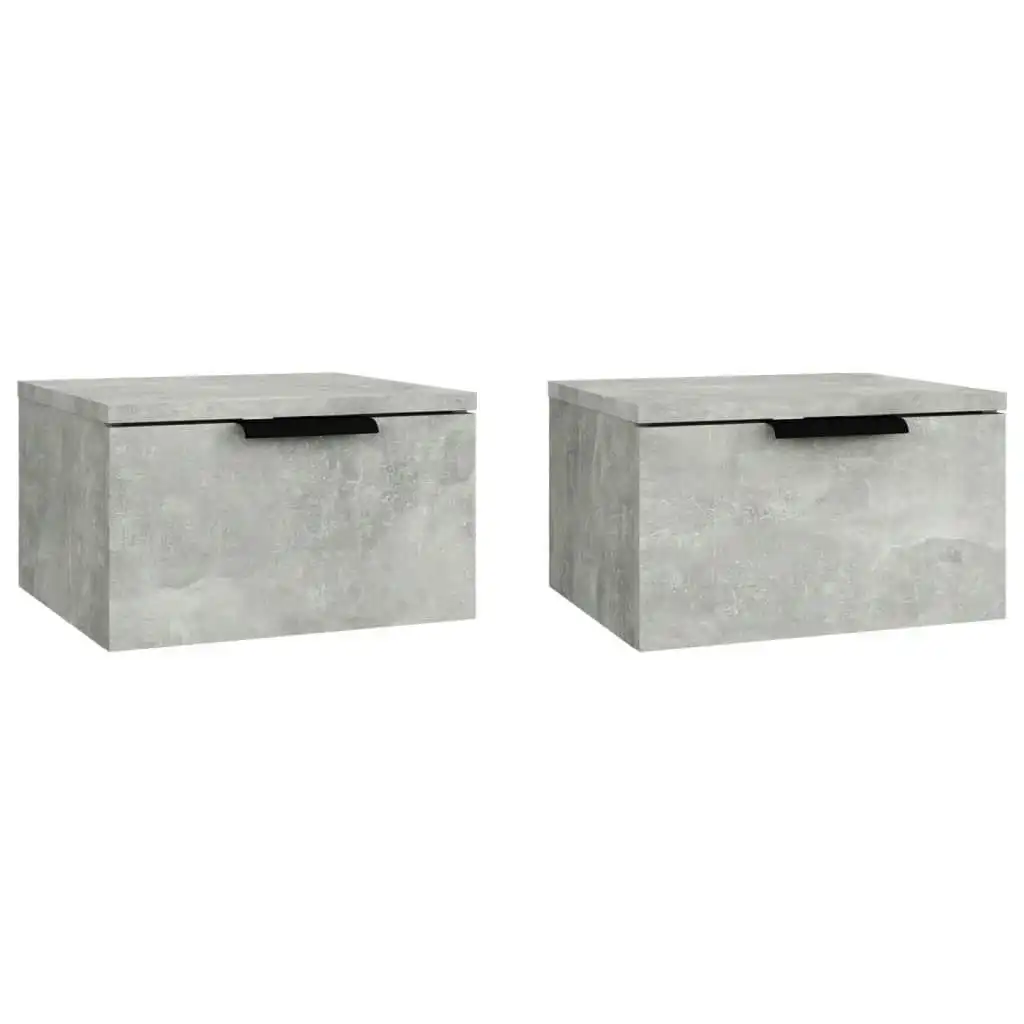 Wall-mounted Bedside Cabinets 2 pcs Concrete Grey 34x30x20 cm 811385