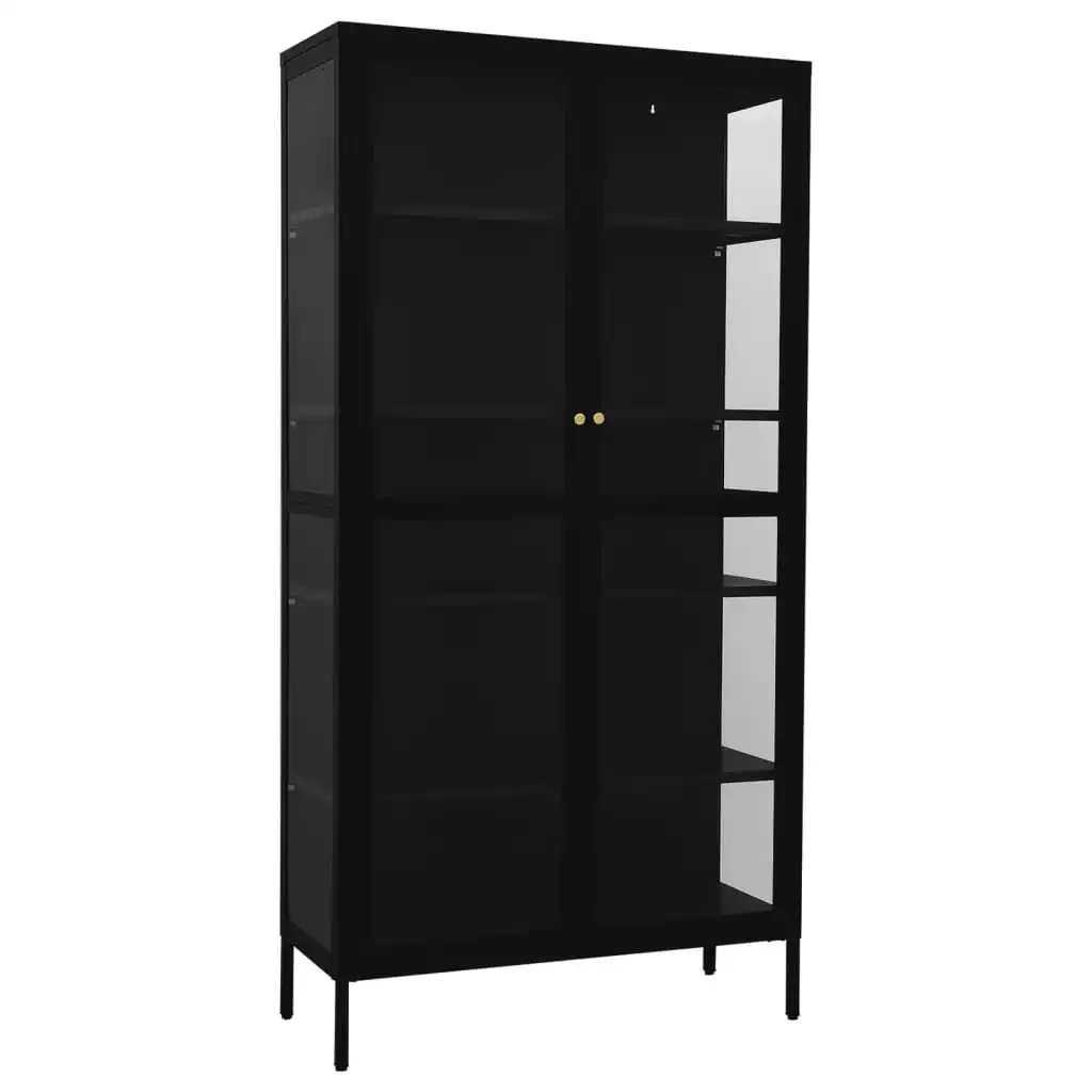 Display Cabinet Black 90x40x180 cm Steel and Tempered Glass 336079