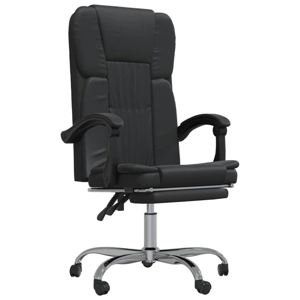 Reclining Office Chair Black Faux Leather 349619