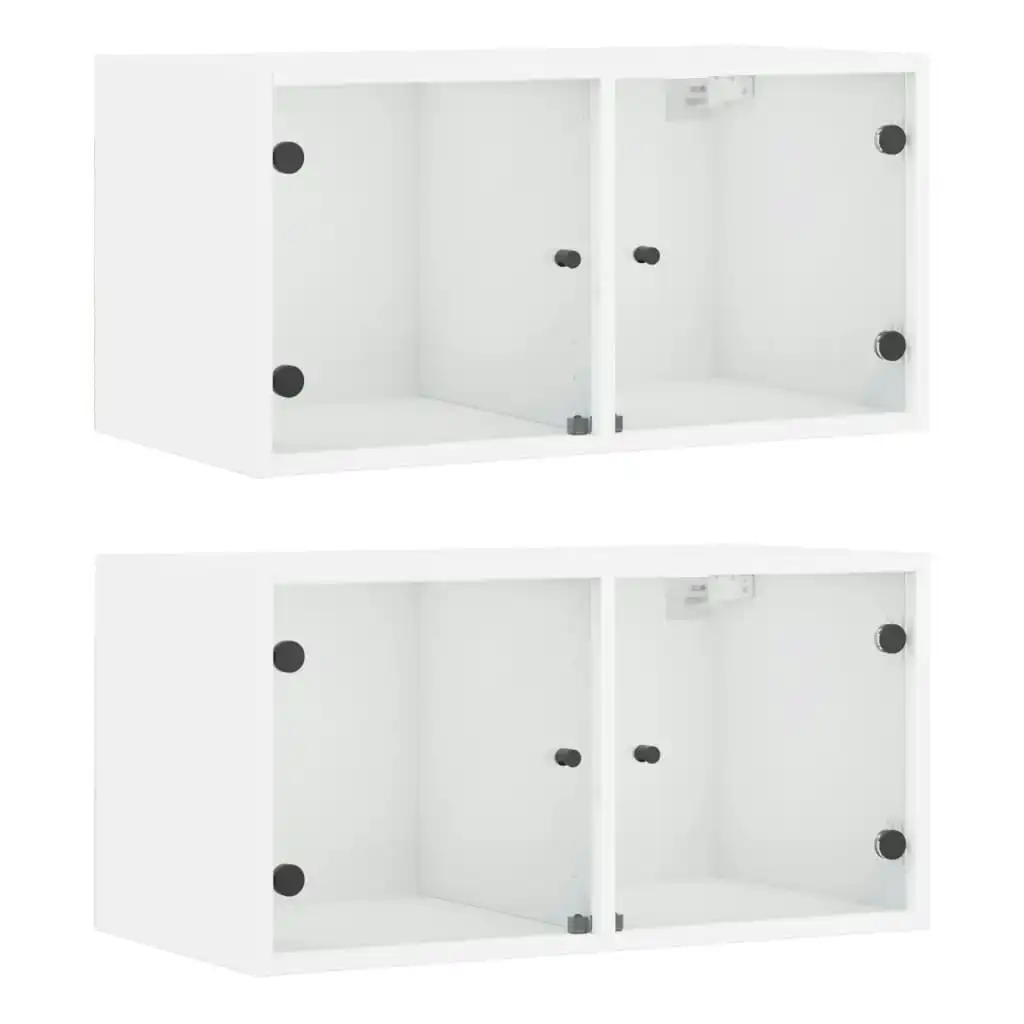 Wall Cabinets with Glass Doors 2 pcs White 68.5x37x35 cm 836498