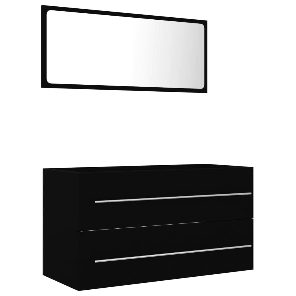 2 Piece Bathroom Furniture Set Black Engineered Wood 804846