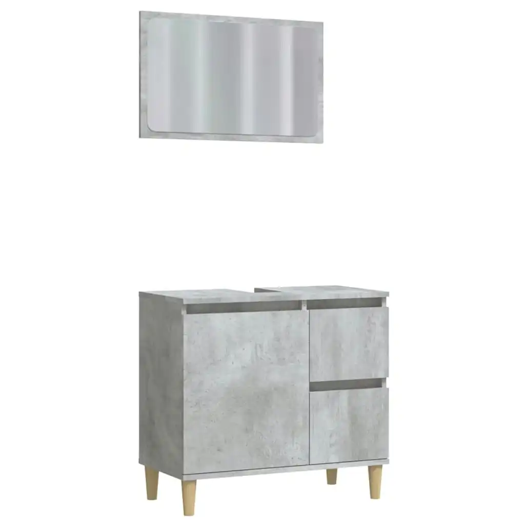 2 Piece Bathroom Furniture Set Concrete Grey Engineered Wood 3185565