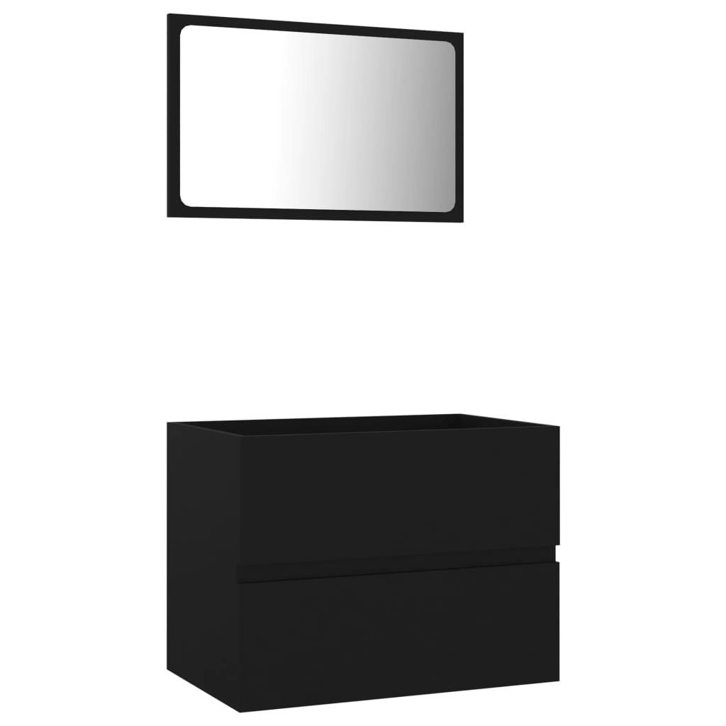 2 Piece Bathroom Furniture Set Black Engineered Wood 804873