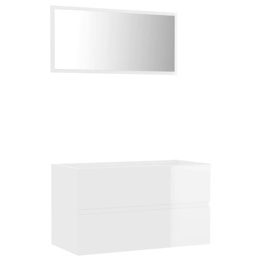 2 Piece Bathroom Furniture Set High Gloss White Engineered Wood 804887