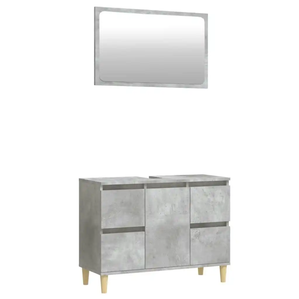 2 Piece Bathroom Furniture Set Concrete Grey Engineered Wood 3185703