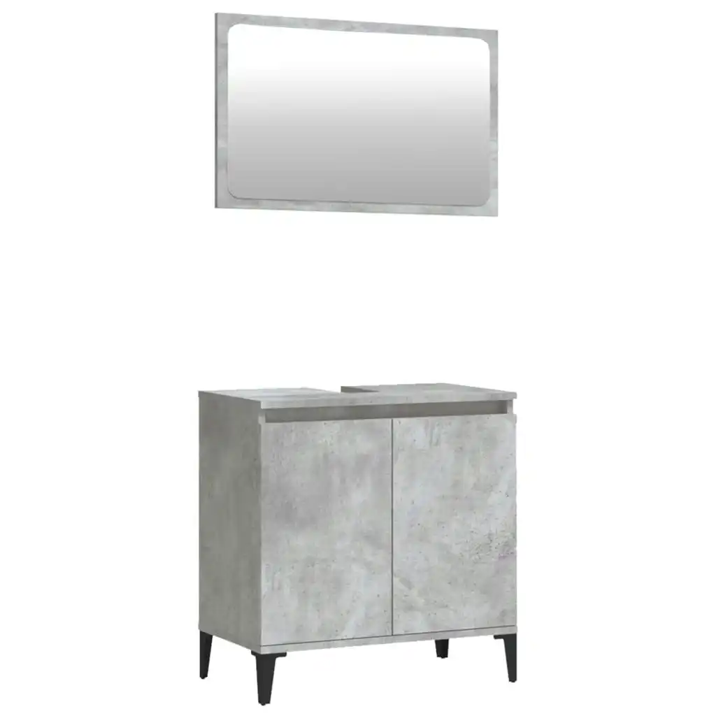 2 Piece Bathroom Furniture Set Concrete Grey Engineered Wood 3185698