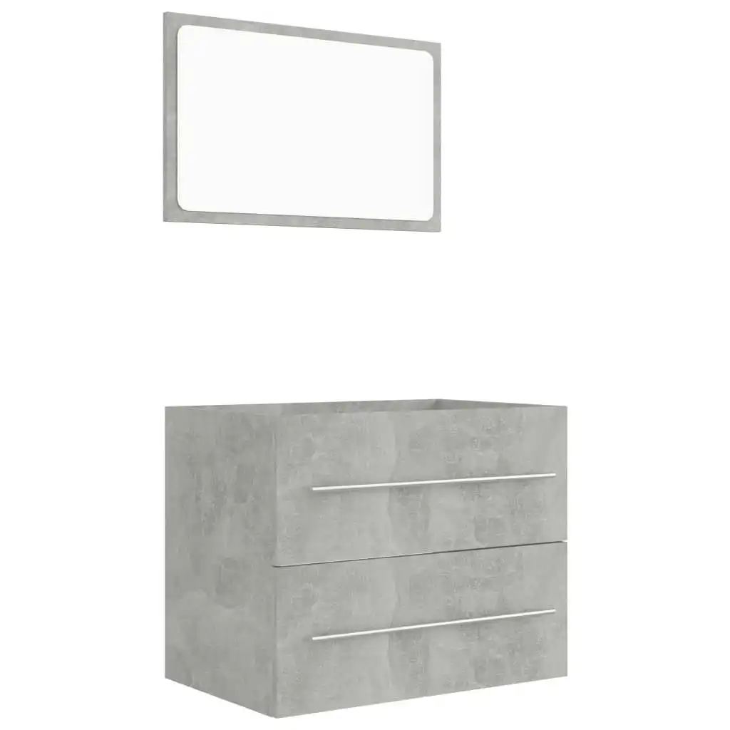 2 Piece Bathroom Furniture Set Concrete Grey Engineered Wood 804831