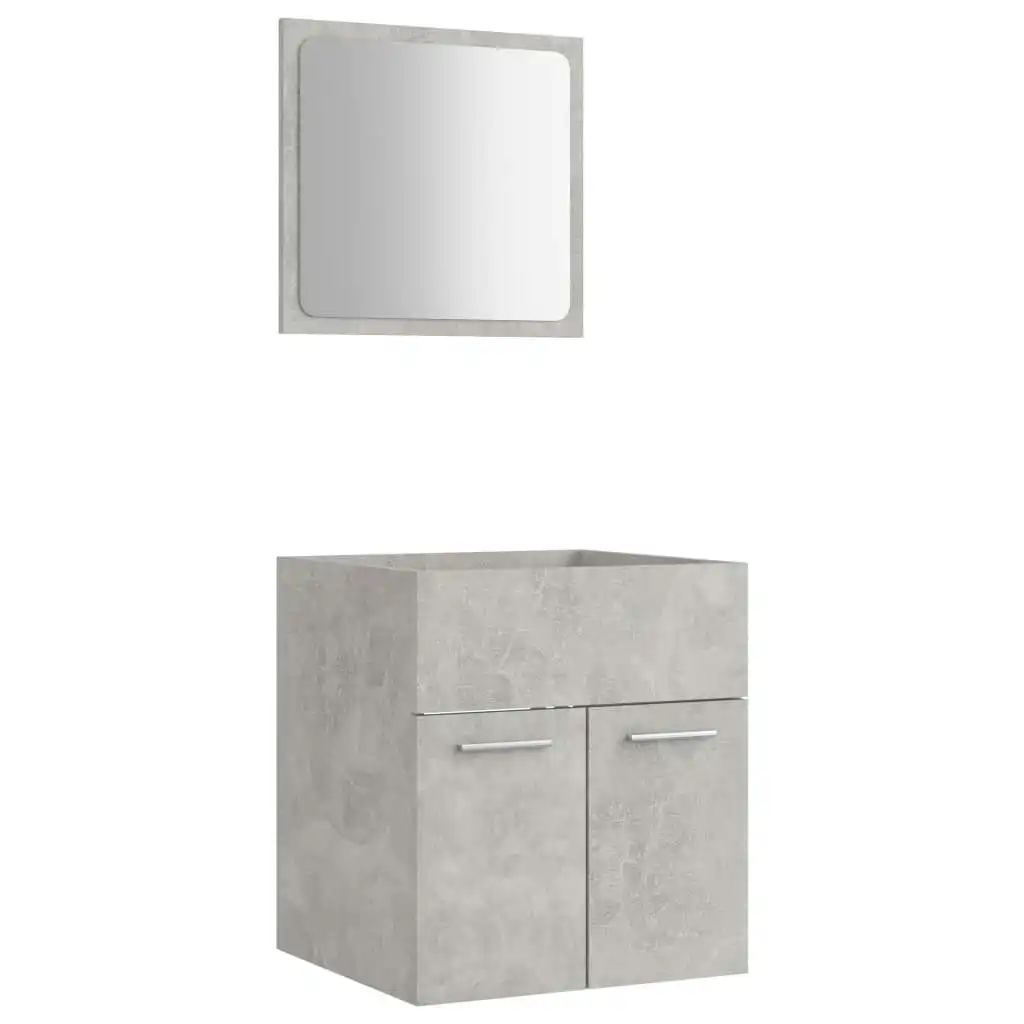 2 Piece Bathroom Furniture Set Concrete Grey Engineered Wood 804777