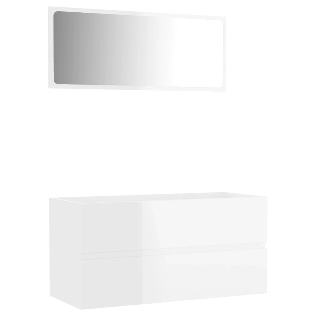 2 Piece Bathroom Furniture Set High Gloss White Engineered Wood 804896