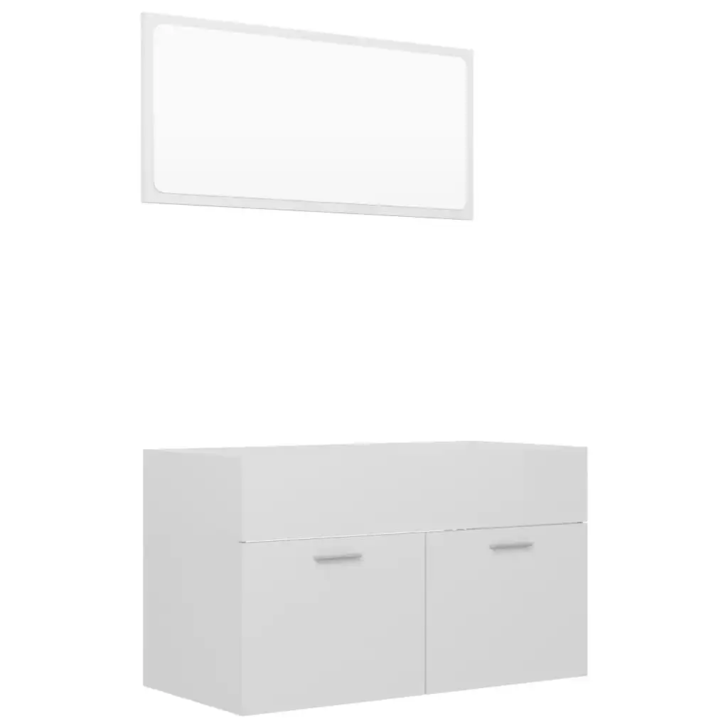 2 Piece Bathroom Furniture Set High Gloss White Engineered Wood 804797