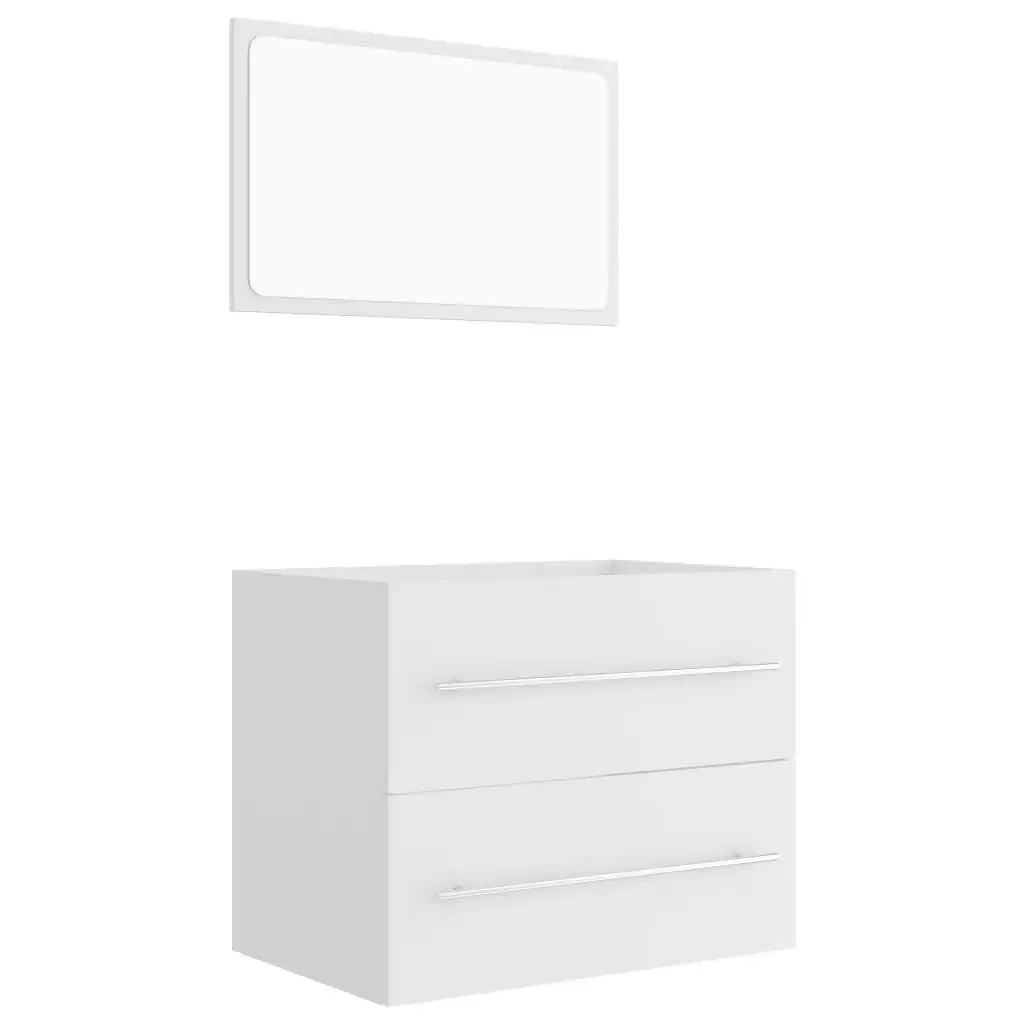 2 Piece Bathroom Furniture Set White Engineered Wood 804827