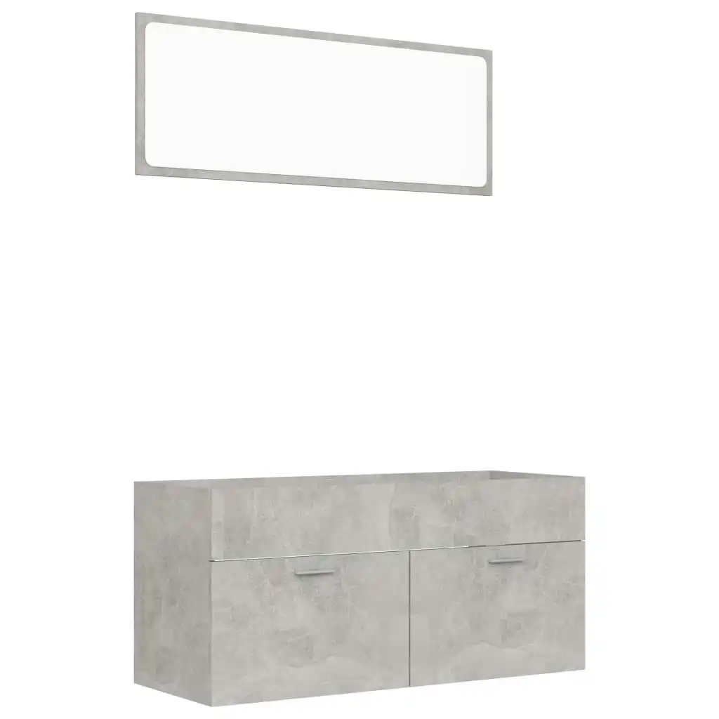 2 Piece Bathroom Furniture Set Concrete Grey Engineered Wood 804813