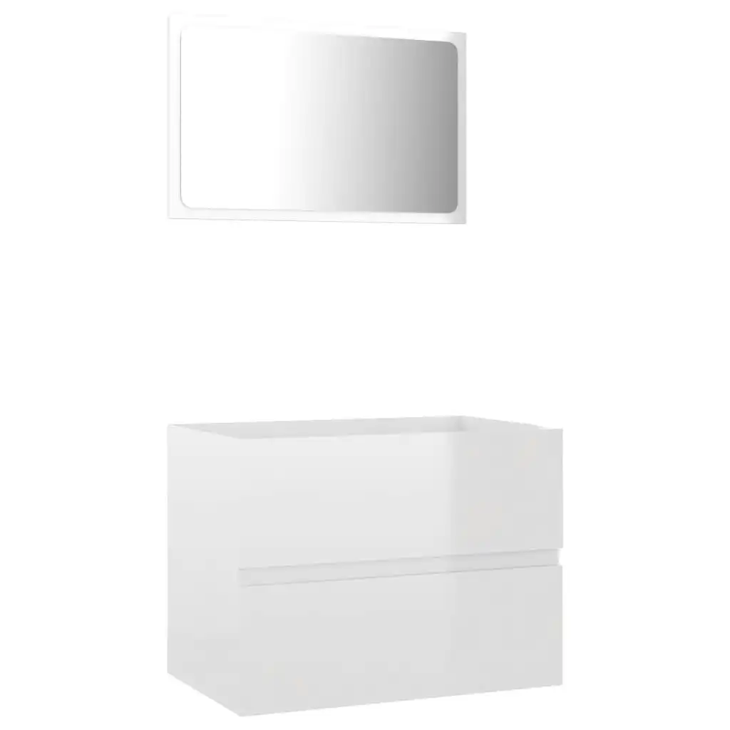 2 Piece Bathroom Furniture Set High Gloss White Engineered Wood 804878