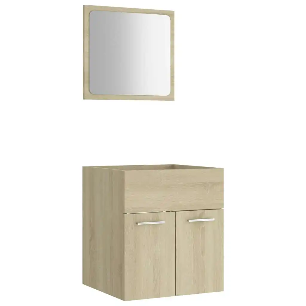 2 Piece Bathroom Furniture Set Sonoma Oak Engineered Wood 804776