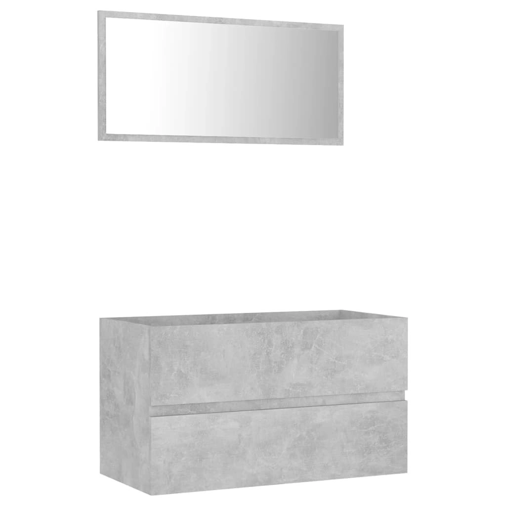 2 Piece Bathroom Furniture Set Concrete Grey Engineered Wood 804885