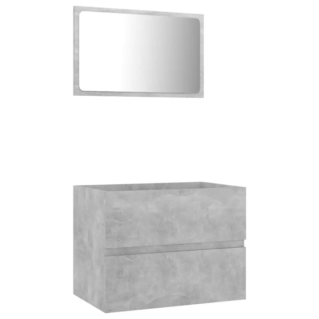 2 Piece Bathroom Furniture Set Concrete Grey Engineered Wood 804876