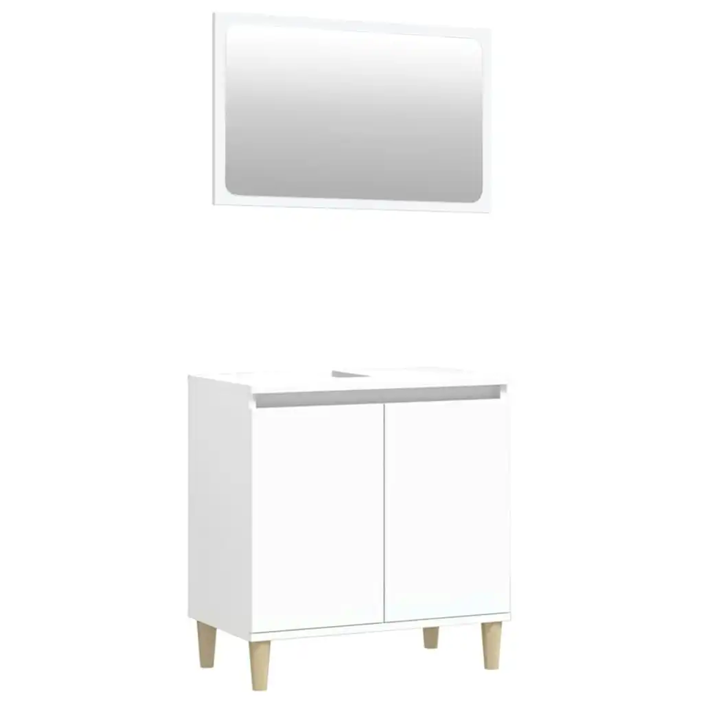 2 Piece Bathroom Furniture Set White Engineered Wood 3185689