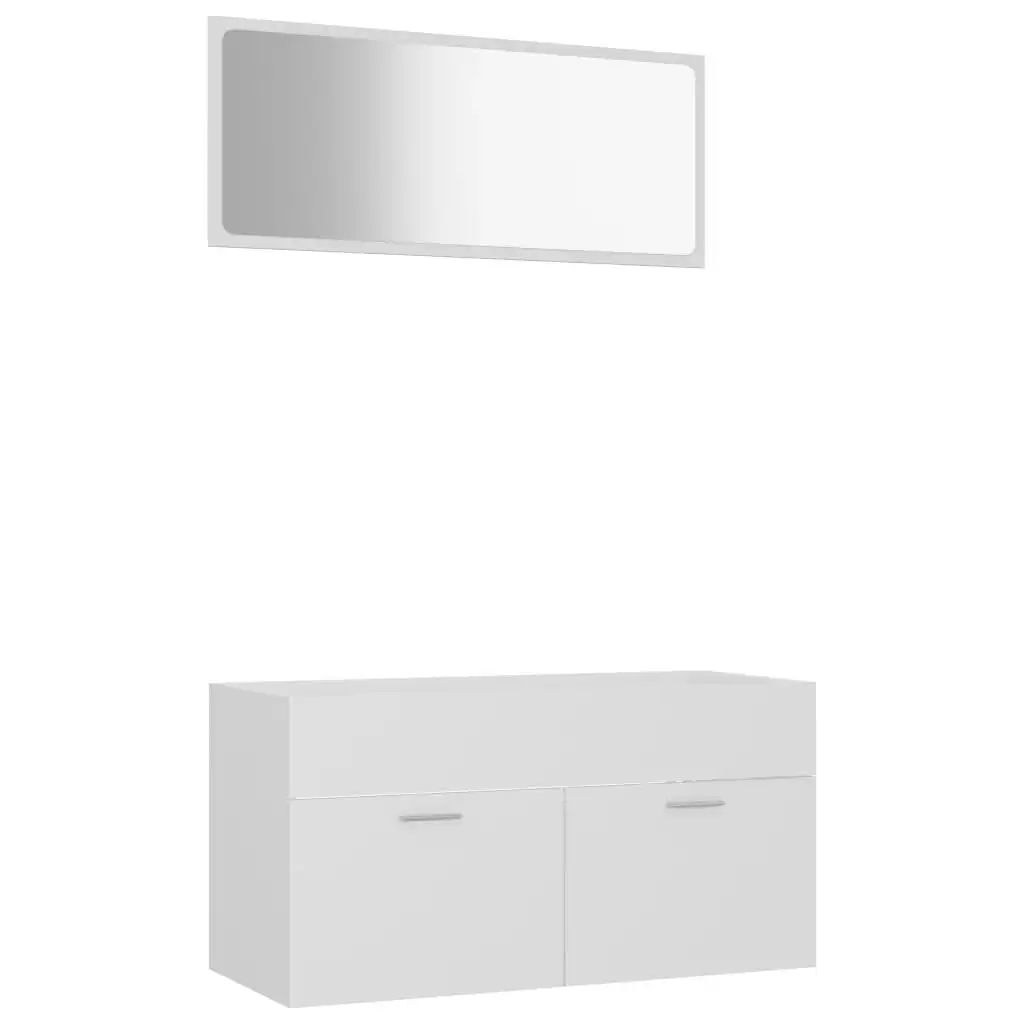 2 Piece Bathroom Furniture Set White Engineered Wood 804800