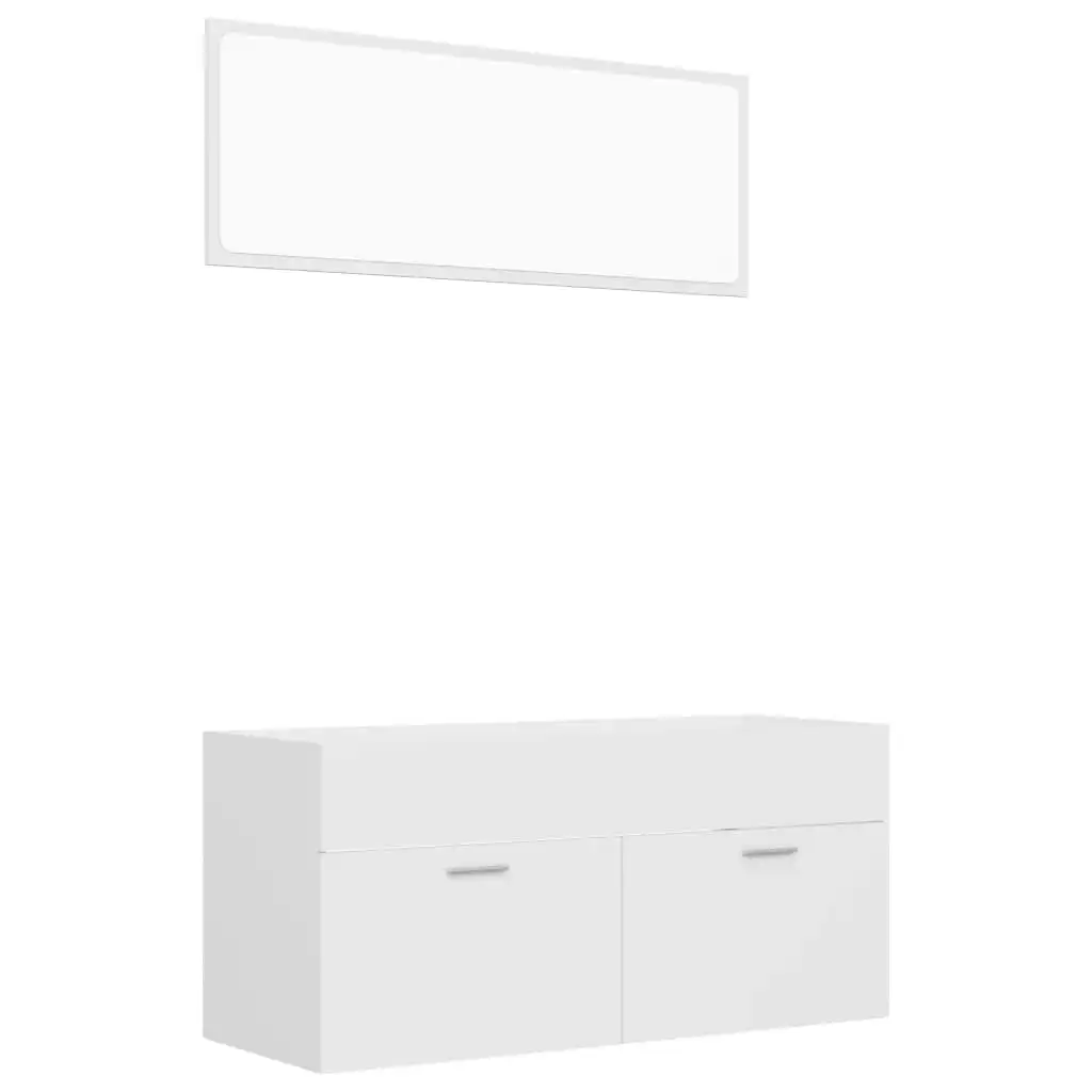 2 Piece Bathroom Furniture Set White Engineered Wood 804809