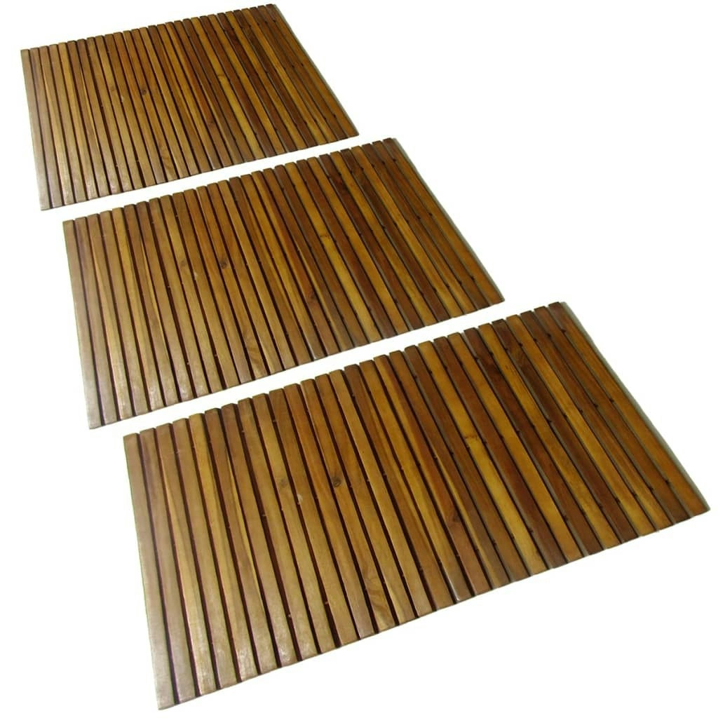 3 pcs Acacia Bath Mat 80 x 50 cm 271769