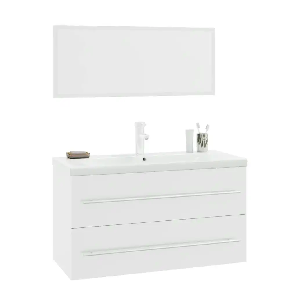 3 Piece Bathroom Furniture Set High Gloss White 3152852