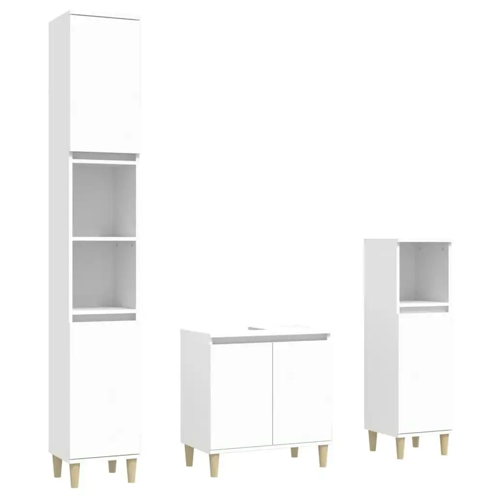 3 Piece Bathroom Furniture Set White Engineered Wood 3185581