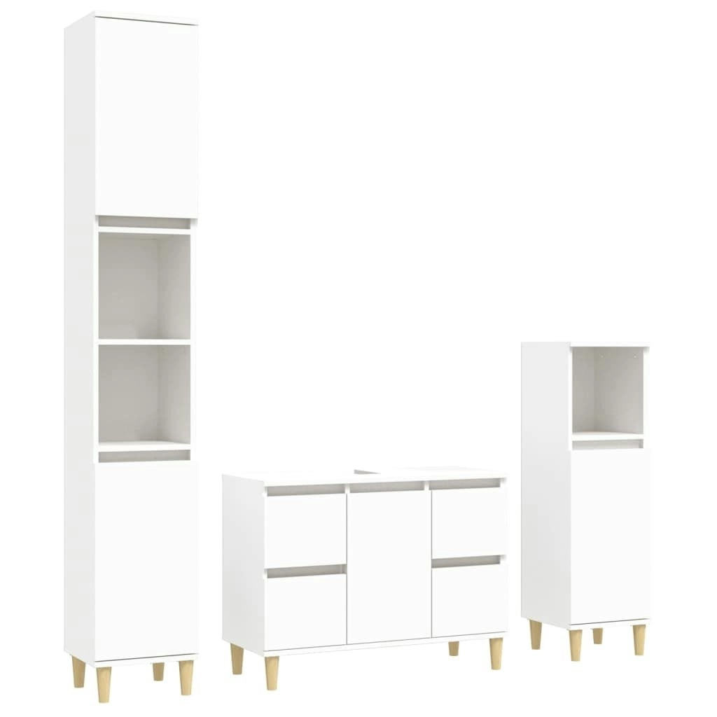 3 Piece Bathroom Furniture Set White Engineered Wood 3185597