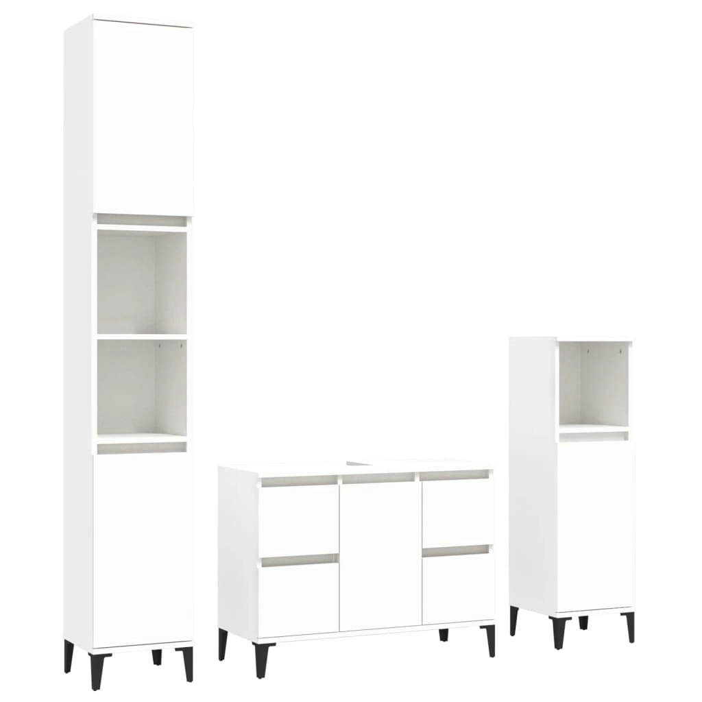 3 Piece Bathroom Furniture Set White Engineered Wood 3185605