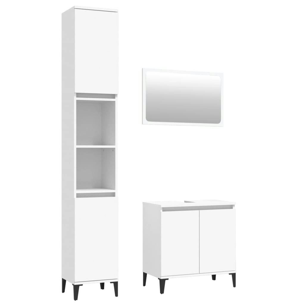 3 Piece Bathroom Furniture Set White Engineered Wood 3185664