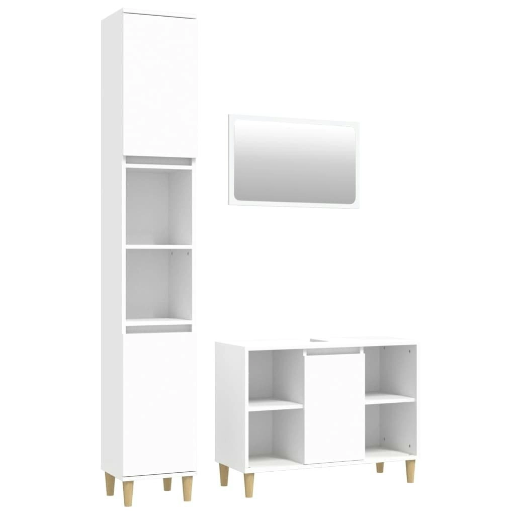 3 Piece Bathroom Furniture Set White Engineered Wood 3185679