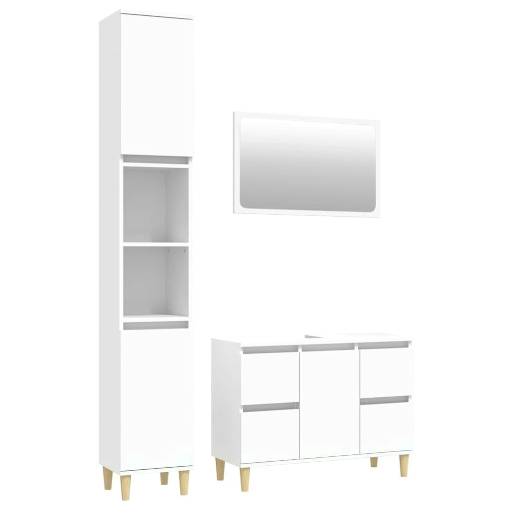 3 Piece Bathroom Furniture Set White Engineered Wood 3185669