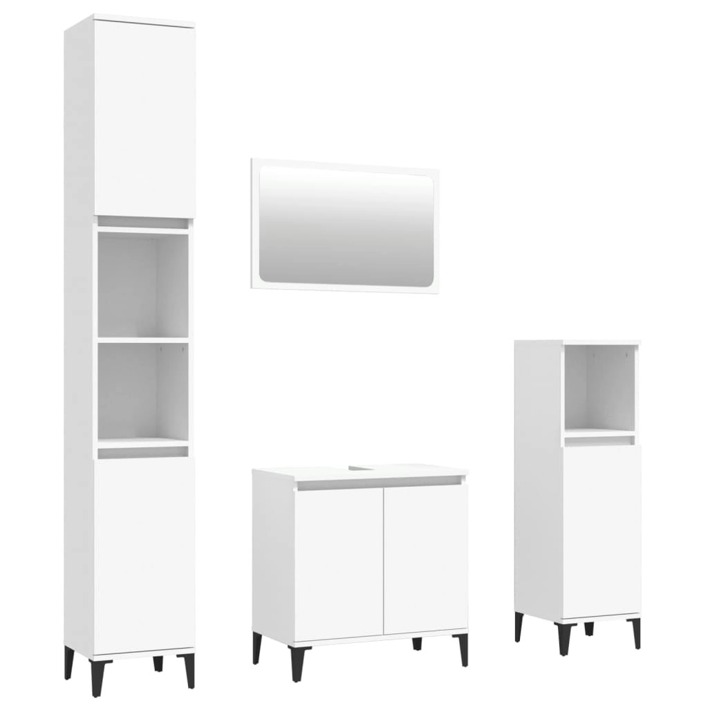 4 Piece Bathroom Furniture Set White Engineered Wood 3185634