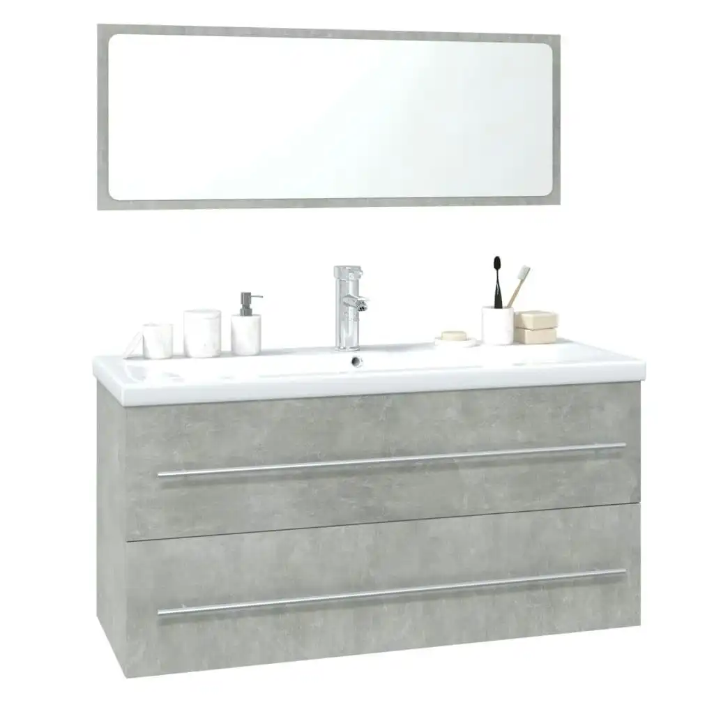 Bathroom Furniture Set Concrete Grey Engineered Wood 3152856