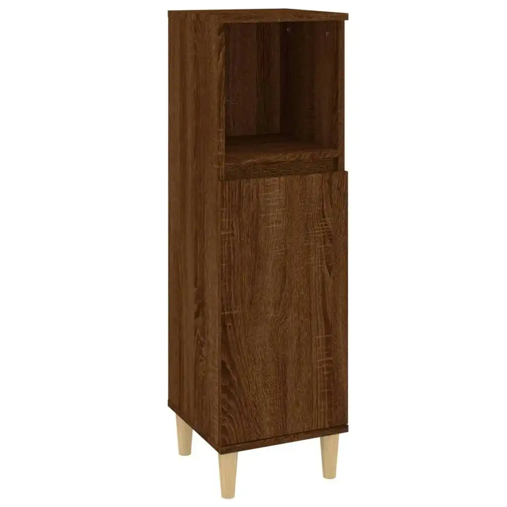 Bathroom Cabinet Brown Oak 30x30x100 cm Engineered Wood 819811