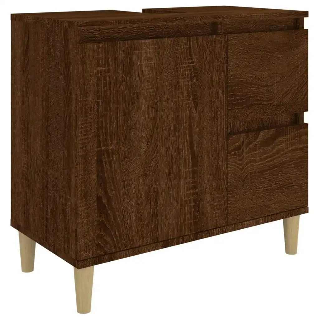 Bathroom Cabinet Brown Oak 65x33x60 cm Engineered Wood 819827