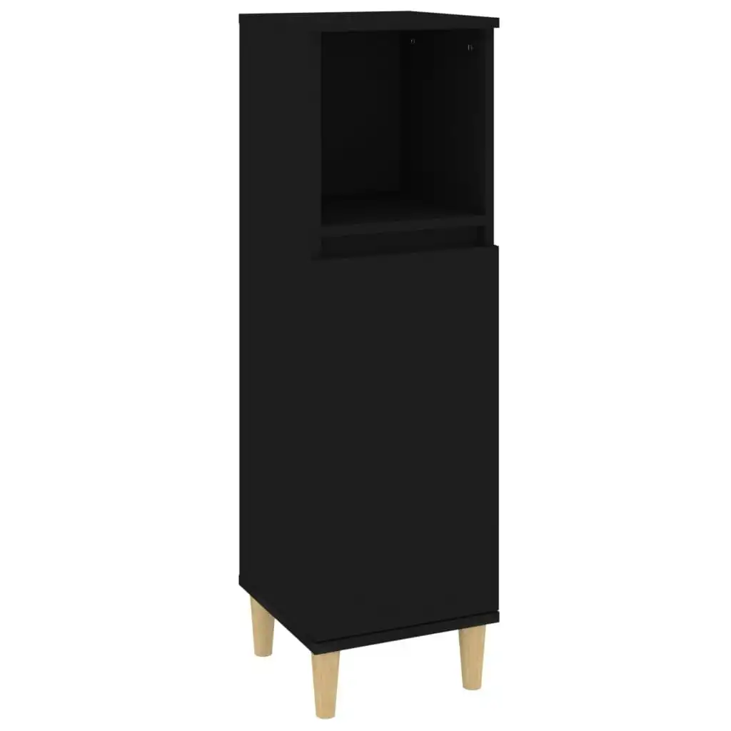 Bathroom Cabinet Black 30x30x100 cm Engineered Wood 819805