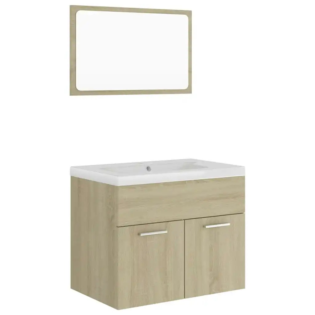 Bathroom Furniture Set Sonoma Oak Engineered Wood 3070868