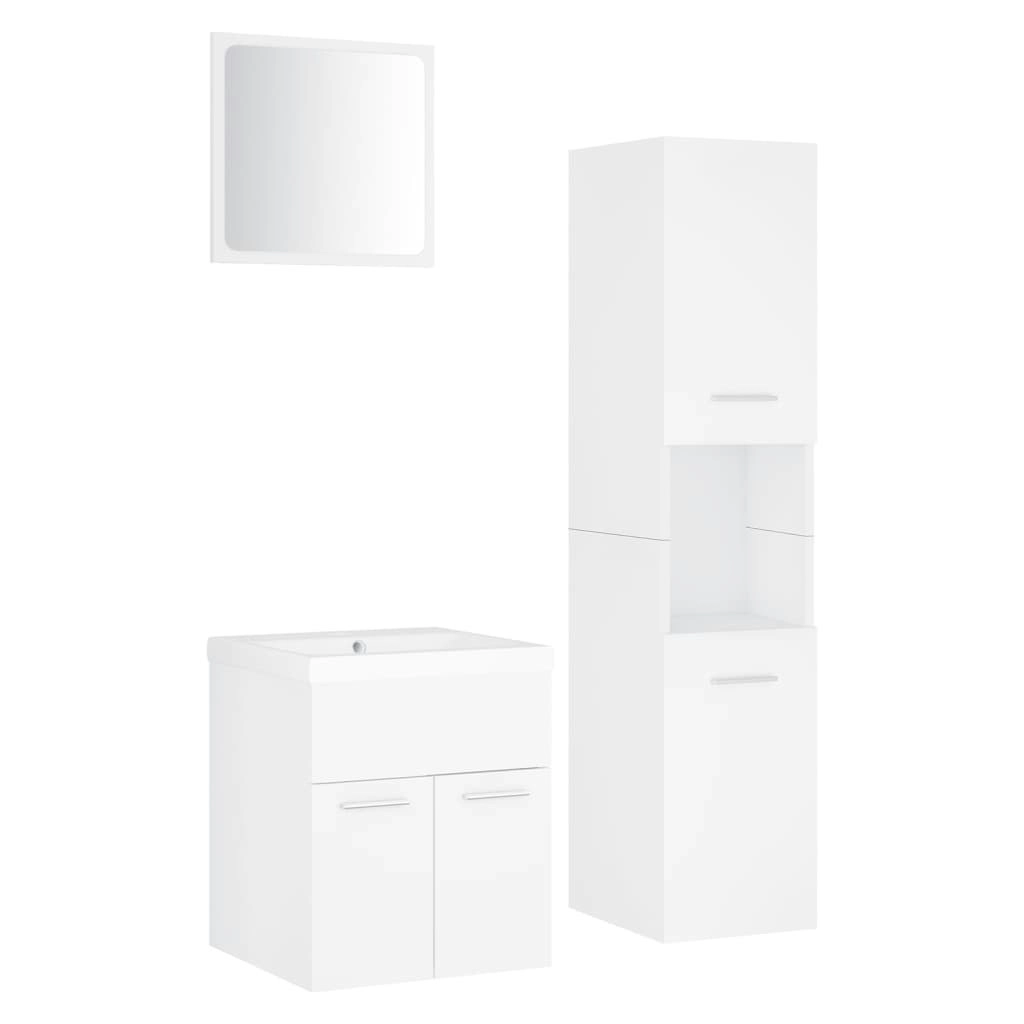 Bathroom Furniture Set White Engineered Wood 3071126