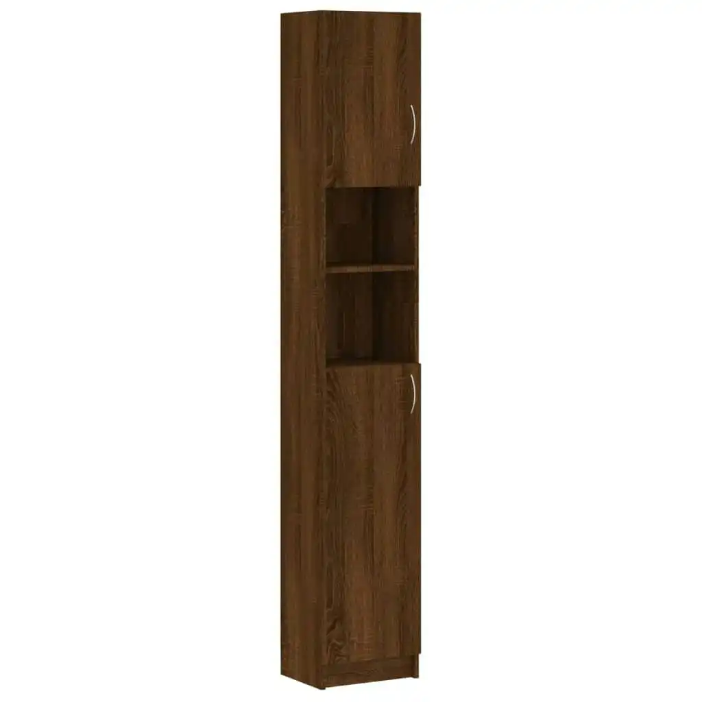 Bathroom Cabinet Brown Oak 32x25.5x190 cm Engineered Wood 815539