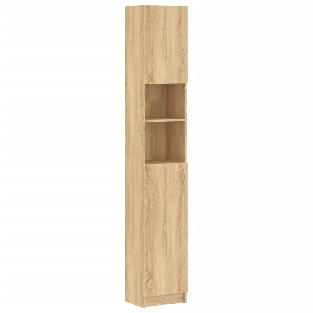 Bathroom Cabinet Sonoma Oak 32x25.5x190 cm Engineered Wood 802879