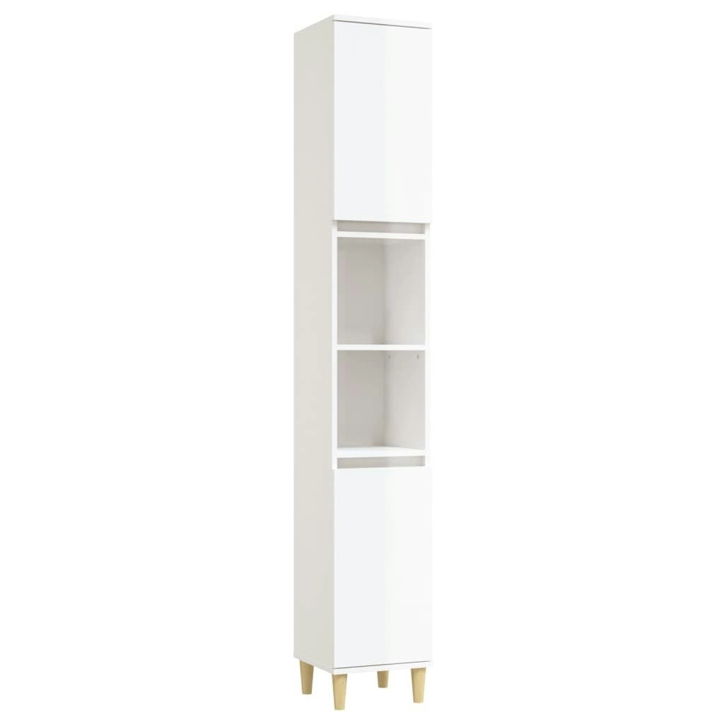 Bathroom Cabinet High Gloss White 30x30x190 cm Engineered Wood 819790