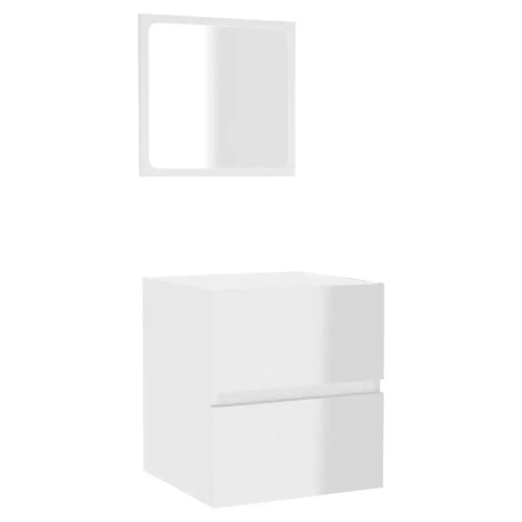 Bathroom Cabinet with Mirror High Gloss White Engineered Wood 804869