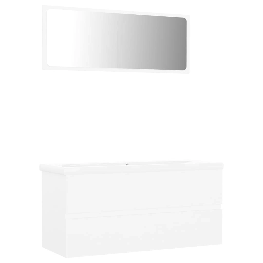 Bathroom Furniture Set White Engineered Wood 3071612