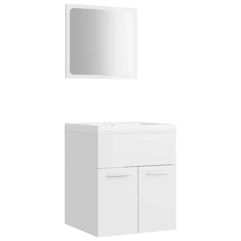 Bathroom Furniture Set High Gloss White Engineered Wood 3070862